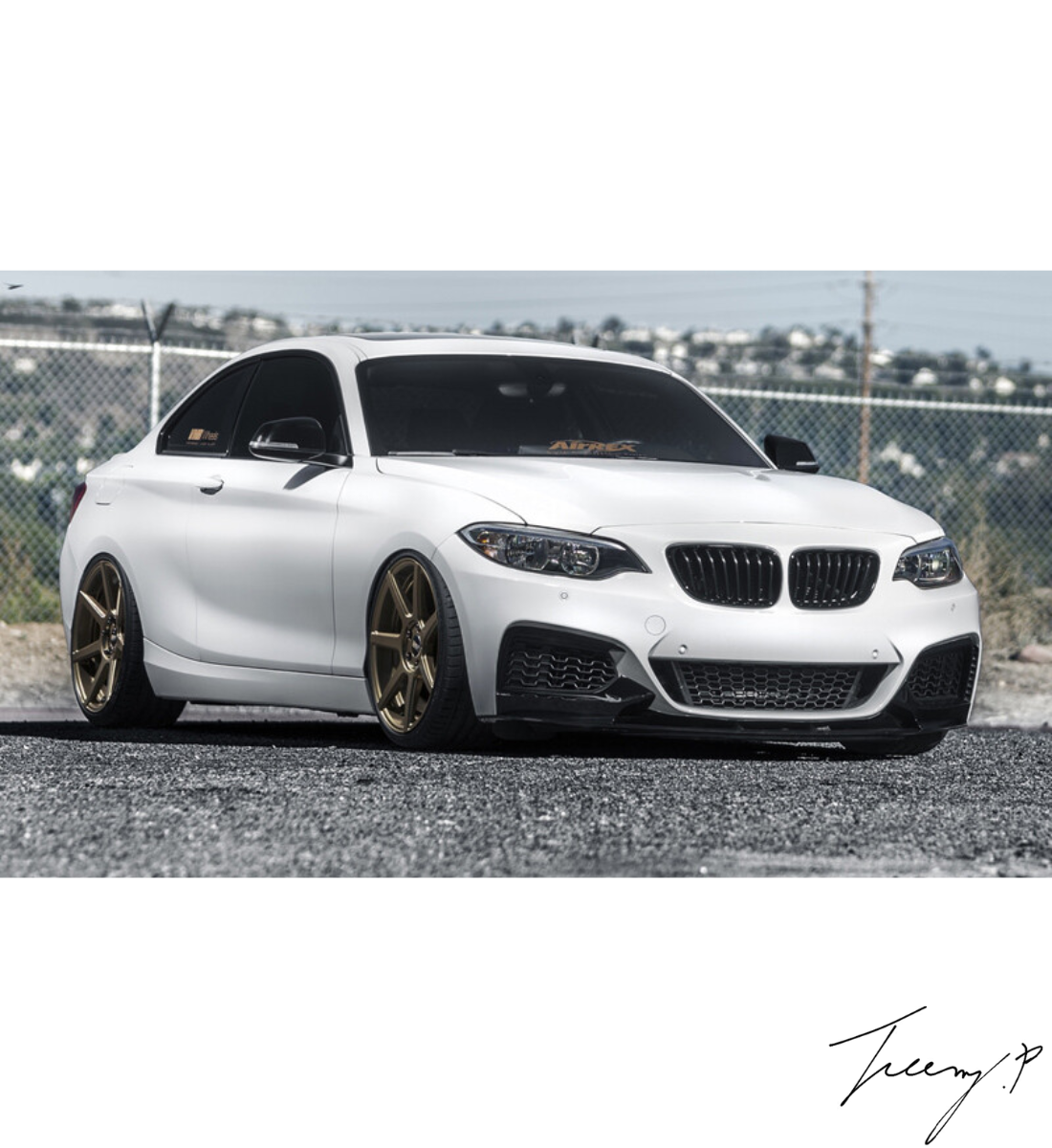BMW 2 Series F22 F23 2014-2021 Gloss Black Front Kidney Grille With Lip Splitter