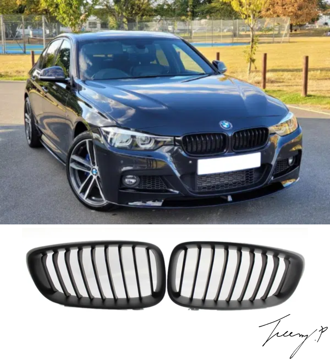 BMW 3 Series F34 GT (2013–2019) Matte Black Performance Front Kidney Grilles Pair