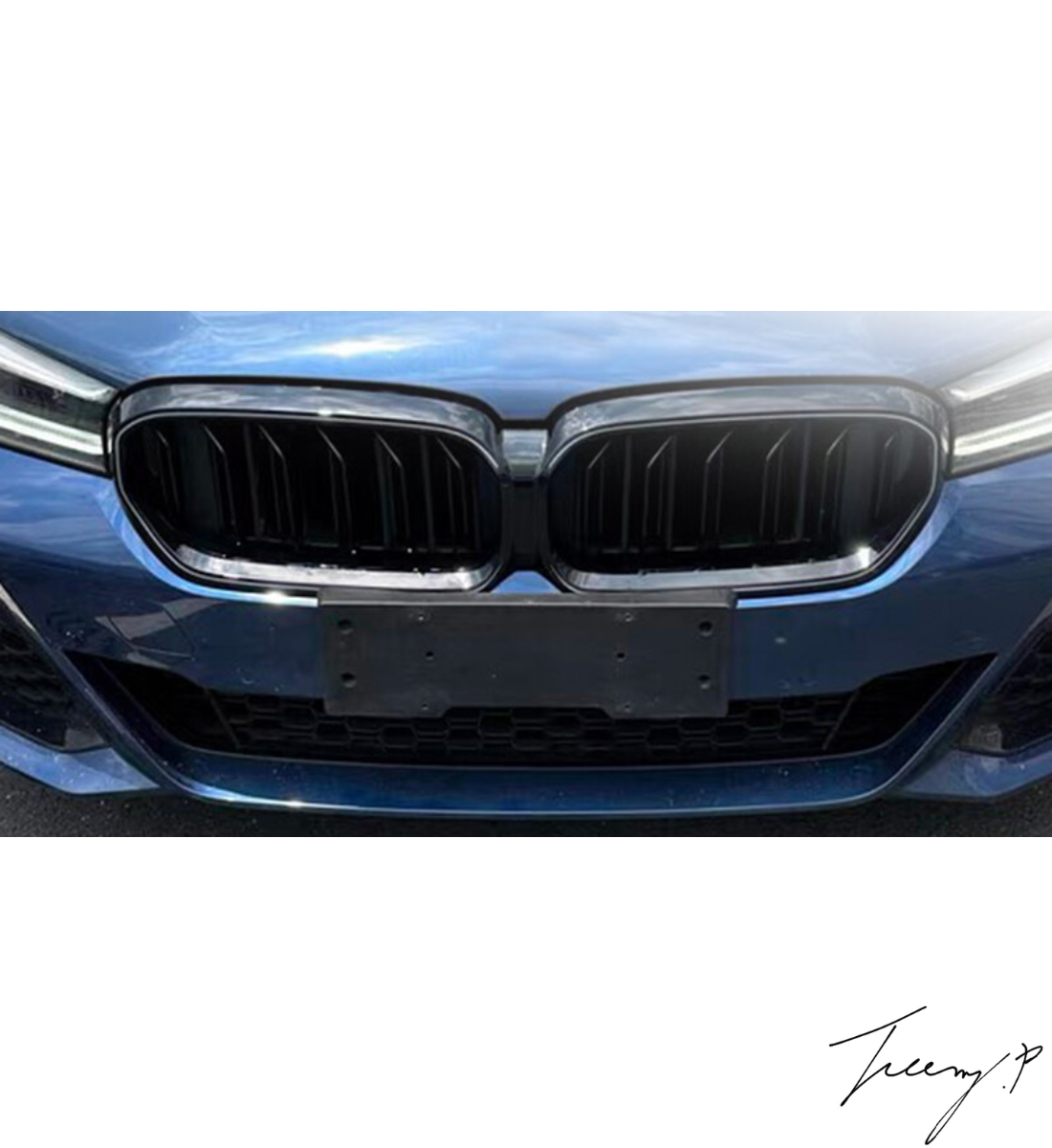 BMW 6 Series G32 GT LCI (2020+) Front Kidney Grilles Double Slat Gloss Black OEM