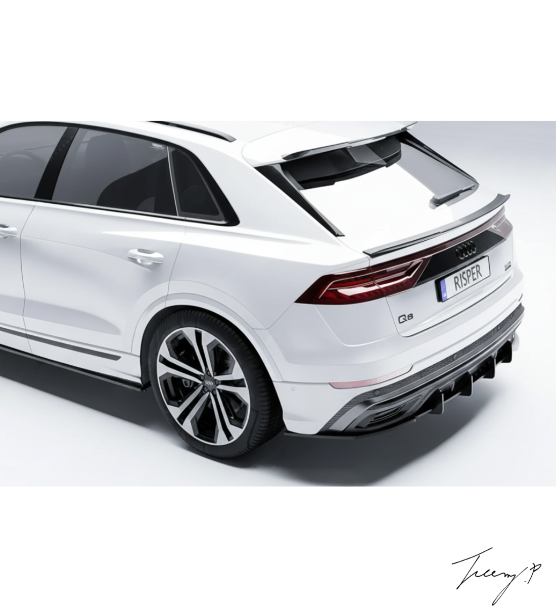 Audi Q8 S-Line 2018+ Gloss Black Rear Blade Diffuser