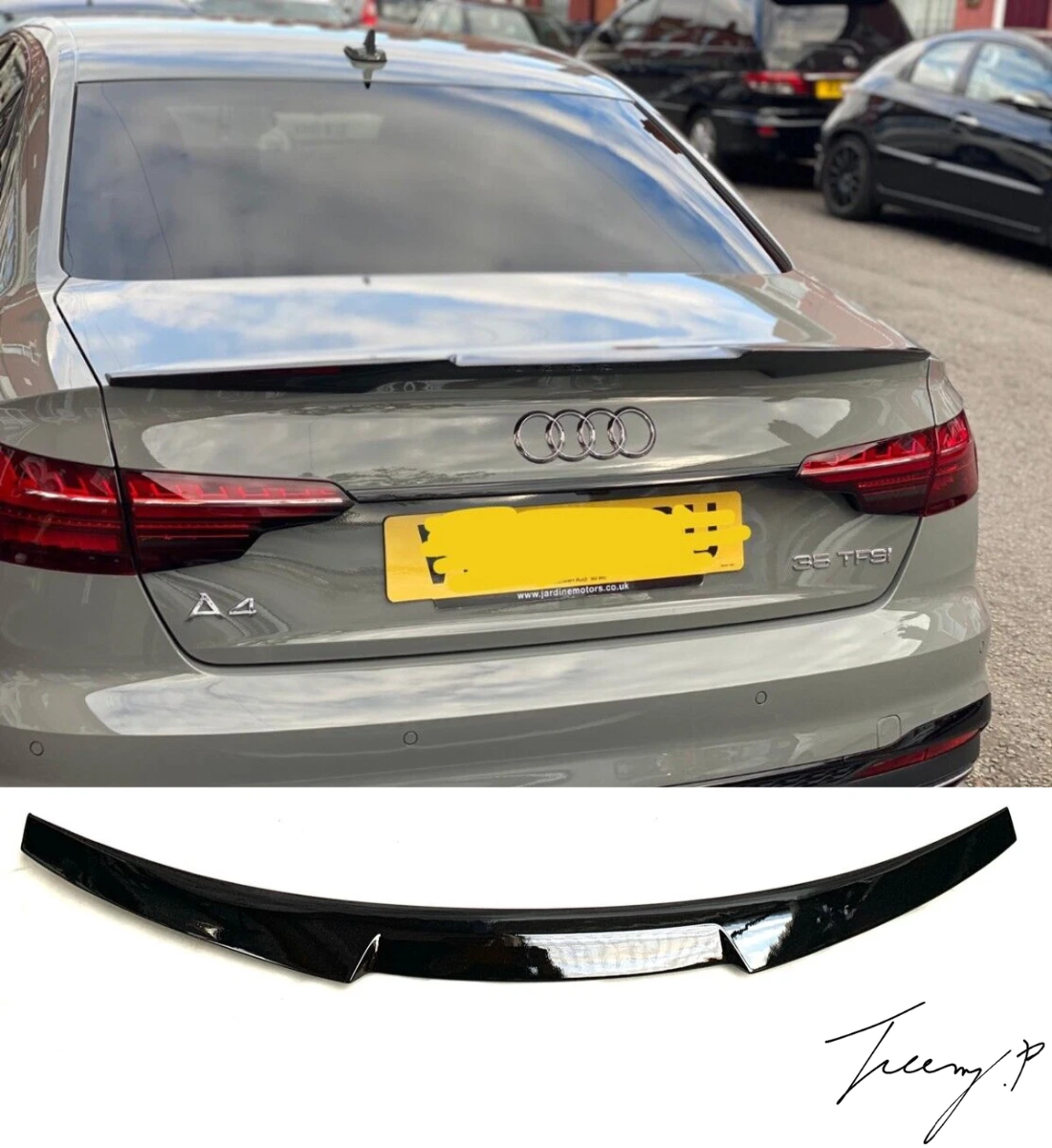 Audi RS4 B9 8W 2017 - 2019 Gloss Black Rear Boot Trunk Spoiler Wing Lip