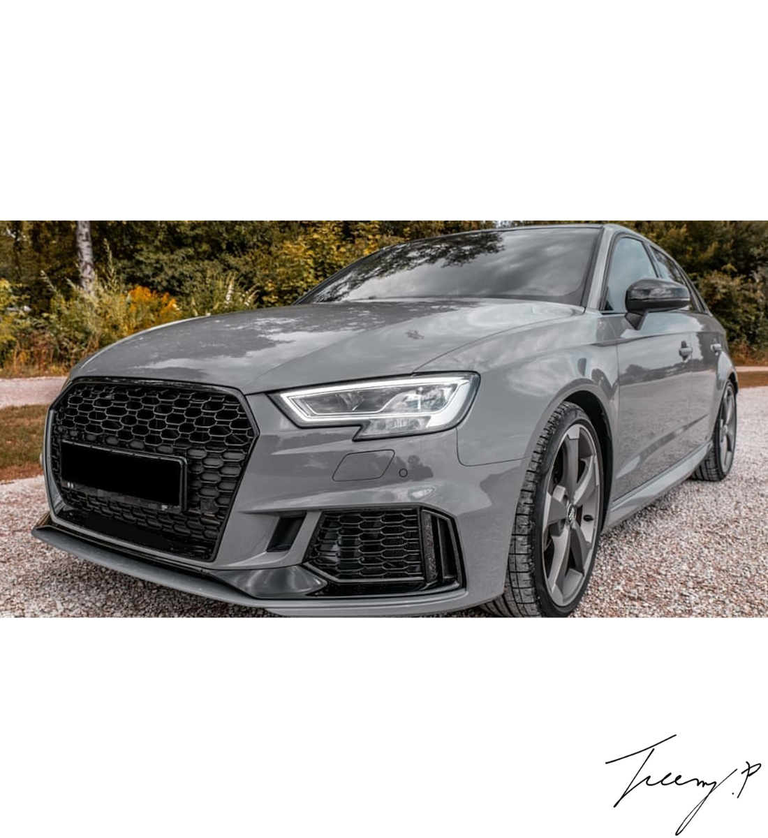 Audi A3 S3 8V (2012-2015) RS3 Style Front Grille Honeycomb Mesh Gloss Black