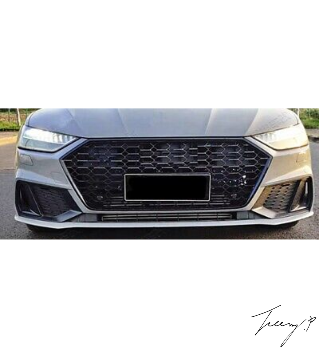 Audi A7 S7 (2018-2023) RS7 Style Front Grille Gloss Black Honeycomb Mesh