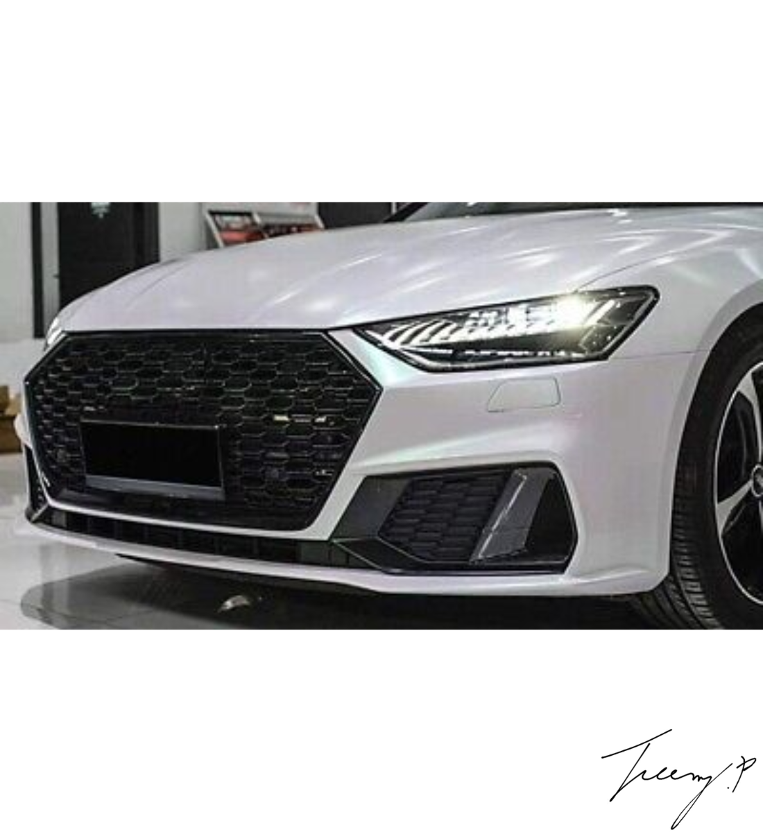 Audi A7 S7 (2018-2023) RS7 Style Front Grille Gloss Black Honeycomb Mesh