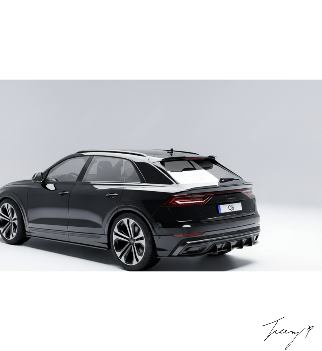 Audi Q8 S-Line 2018+ Gloss Black Rear Blade Diffuser