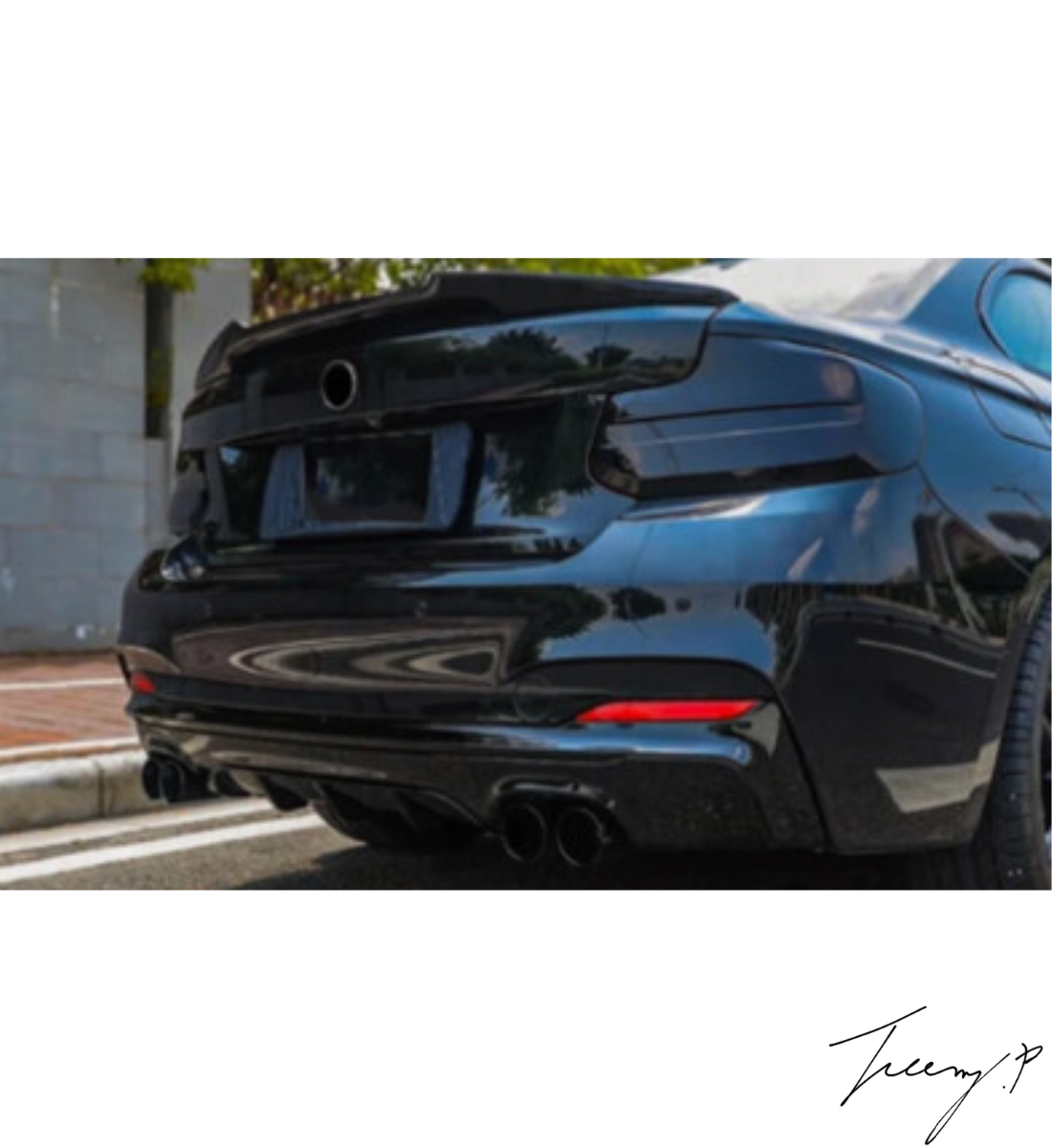 BMW F22 F23 2 Series (2014-2021) M Sport Quad Rear Diffuser MP Style Gloss Black