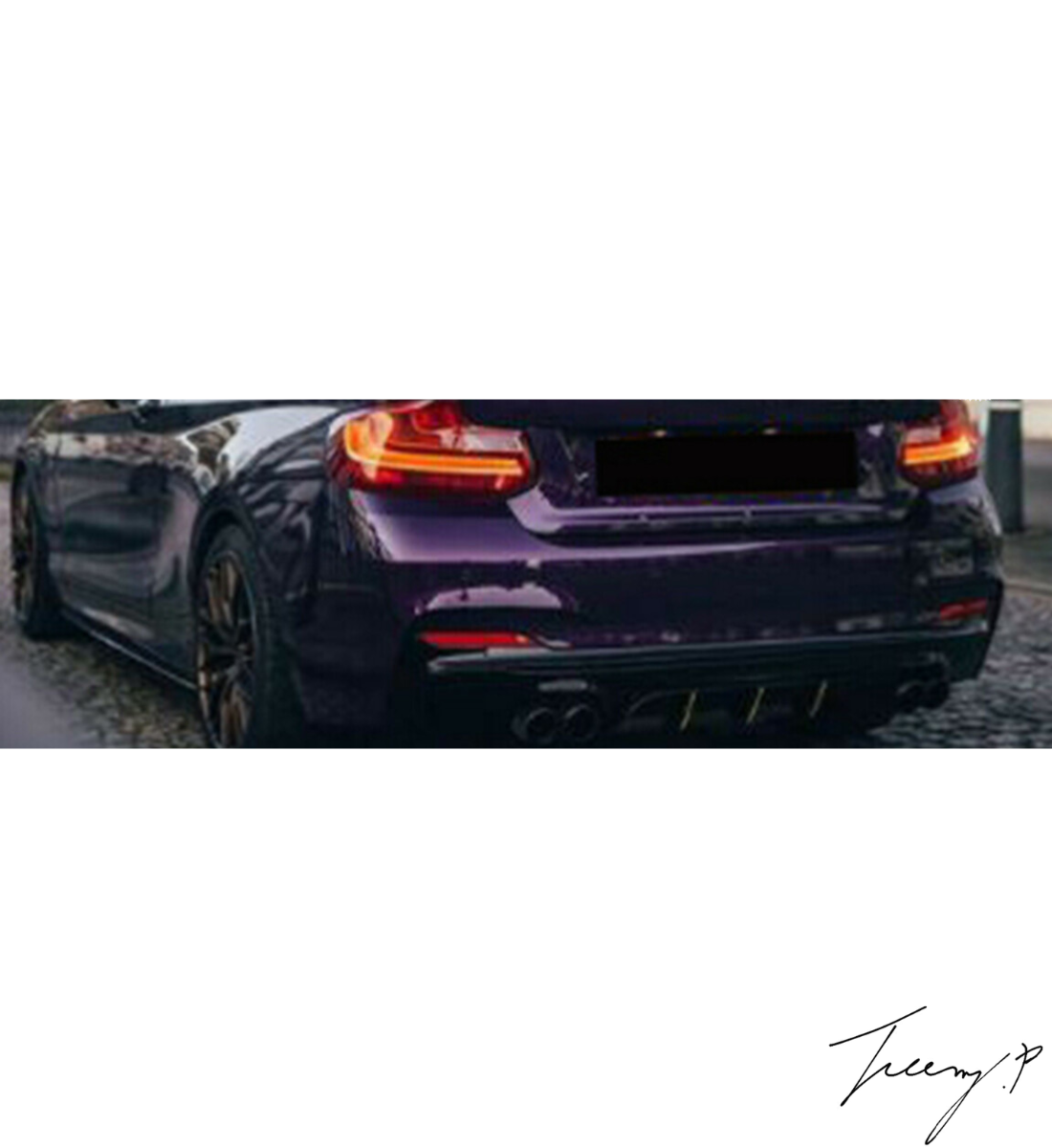 BMW F22 F23 2 Series (2014-2021) M Sport Quad Rear Diffuser MP Style Gloss Black