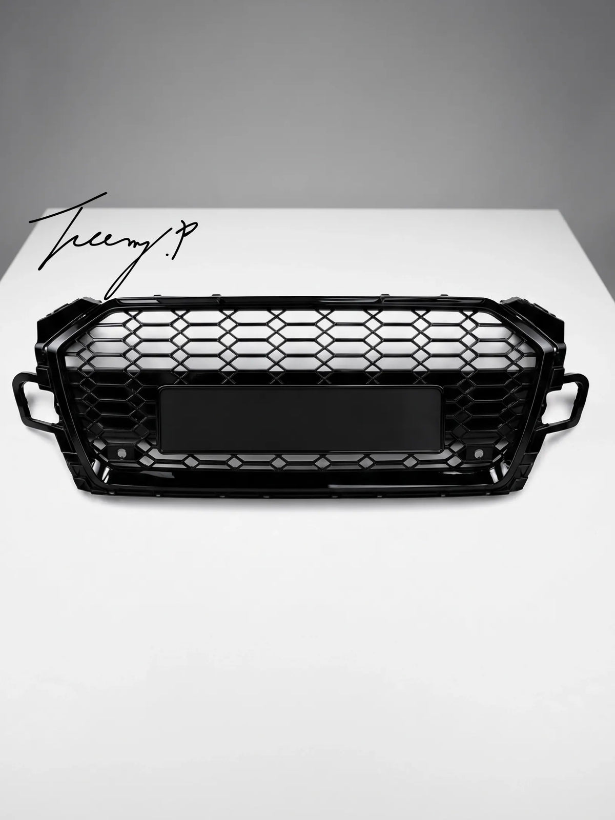 Audi A5 S5 B9.5 Coupe Cabrio Sportback 2020-2024 RS5 style gloss black honeycomb mesh front bumper grille replacement with badge holder
