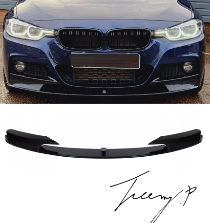 BMW 3 Series F30 F31 (2011–2018) M Sport Gloss Black Front Splitter Spoiler 