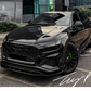 Gloss black front splitter lip installed on a 2018-2026 Audi Q8 S Line bumper