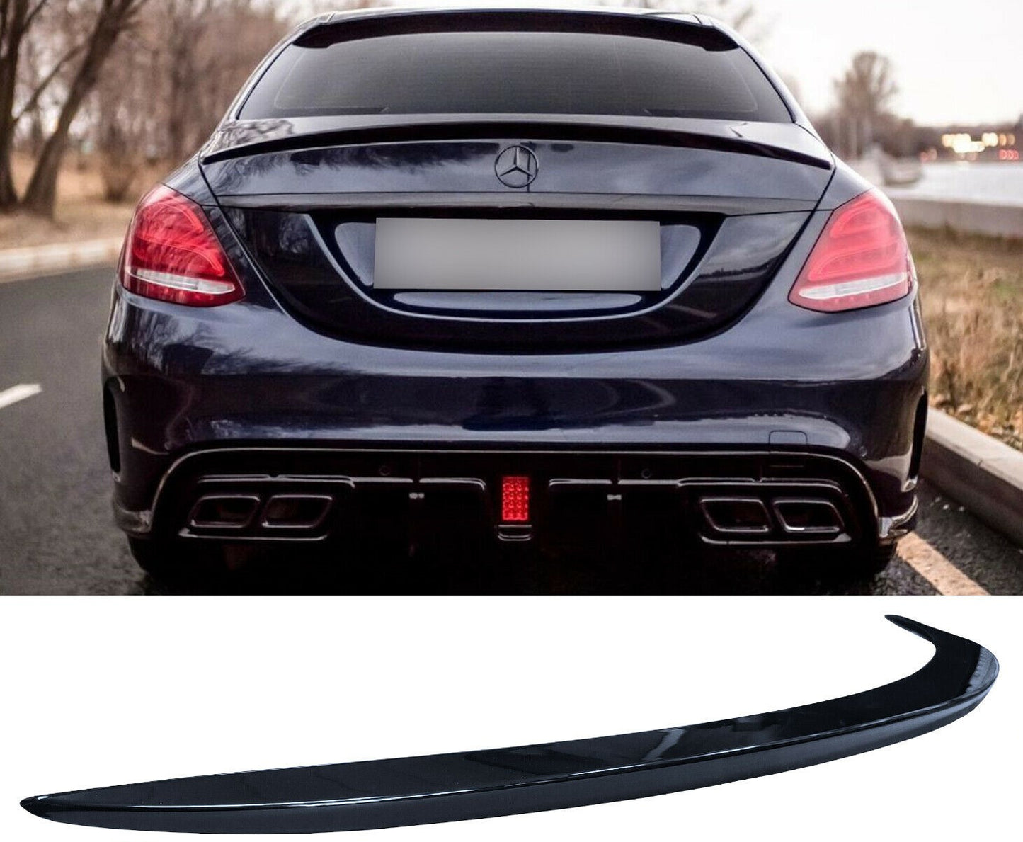 Mercedes C Class W205 AMG Line & C63 Gloss Black Rear Spoiler 2014-2018 Saloon