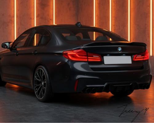 BMW 5 SERIES G30 G38 2017 - 2022 GLOSS BLACK REAR VALANCE DIFFUSER QUAD BODYKIT