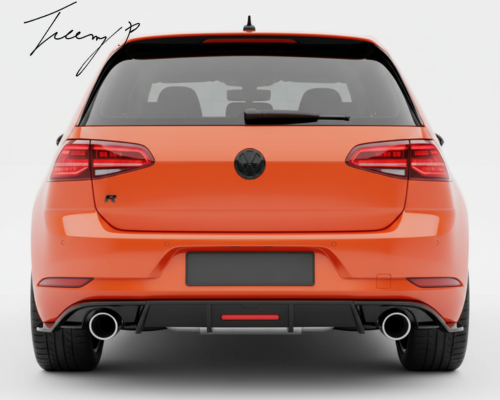 VW Golf MK7  GTI 2012-2020 Gloss Black Rear Diffuser with LED Lights