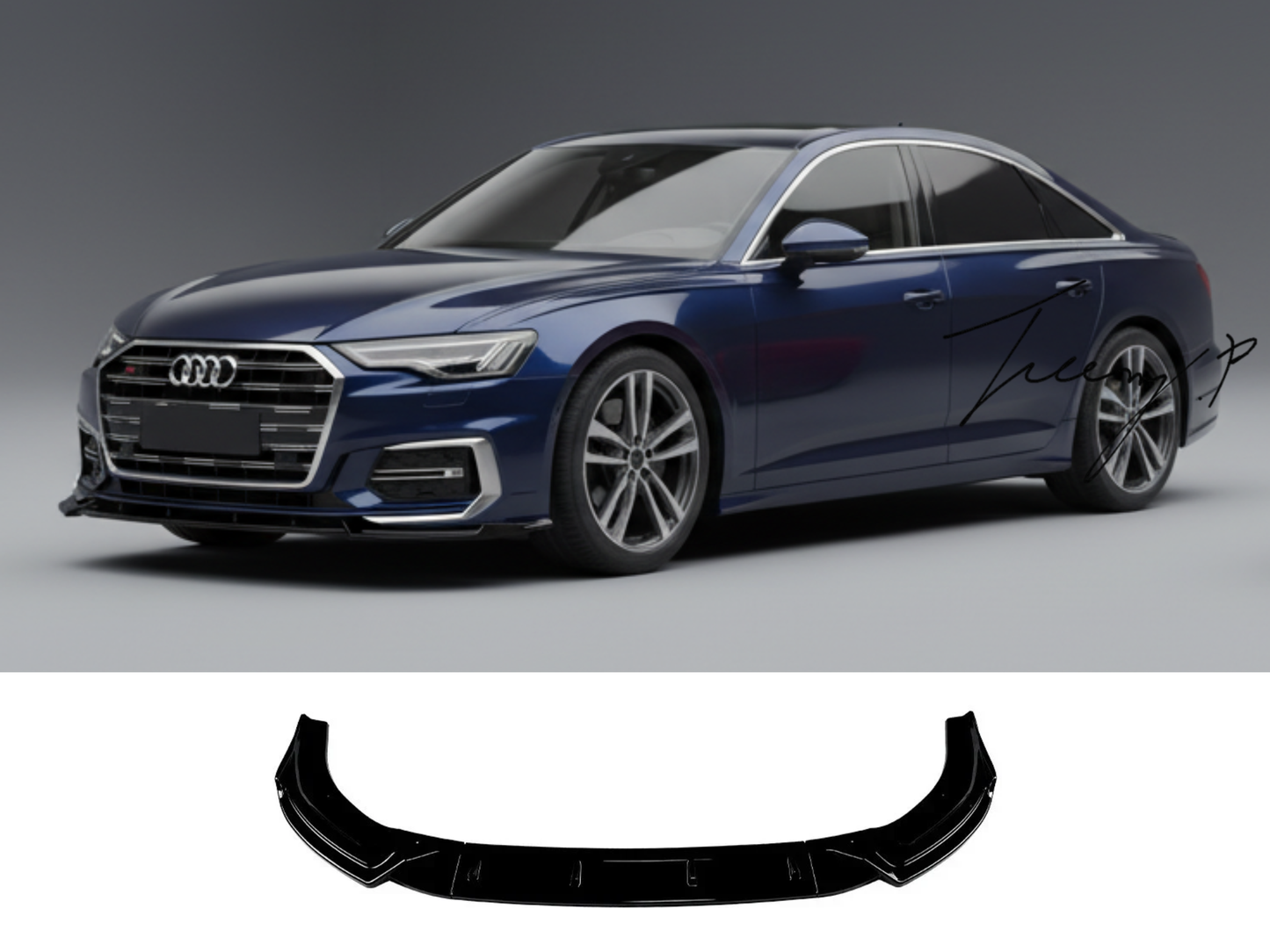 Audi A6 S6 C8 S-Line (2018–2025) Gloss Black Front Lip Splitter Spoiler Body Kit