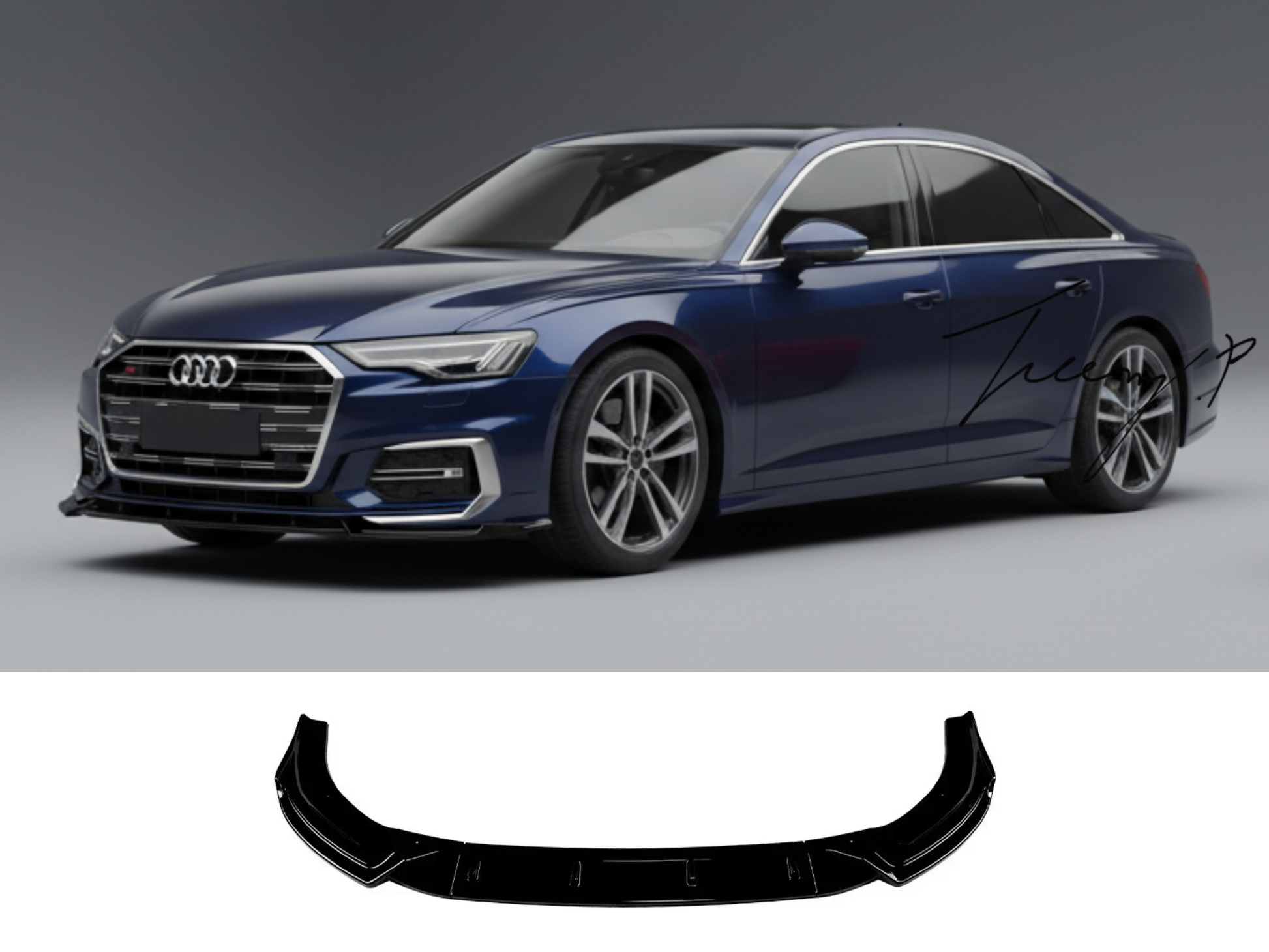 Audi A6 S6 C8 S-Line (2018–2025) Gloss Black Front Lip Splitter Spoiler Body Kit