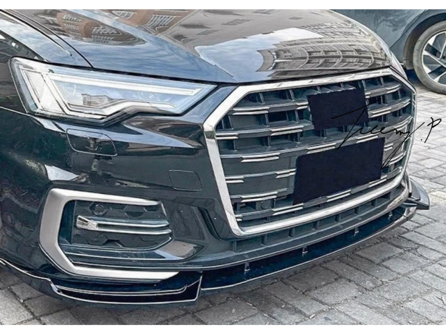 Audi A6 S6 C8 S-Line (2018–2025) Gloss Black Front Lip Splitter Spoiler Body Kit