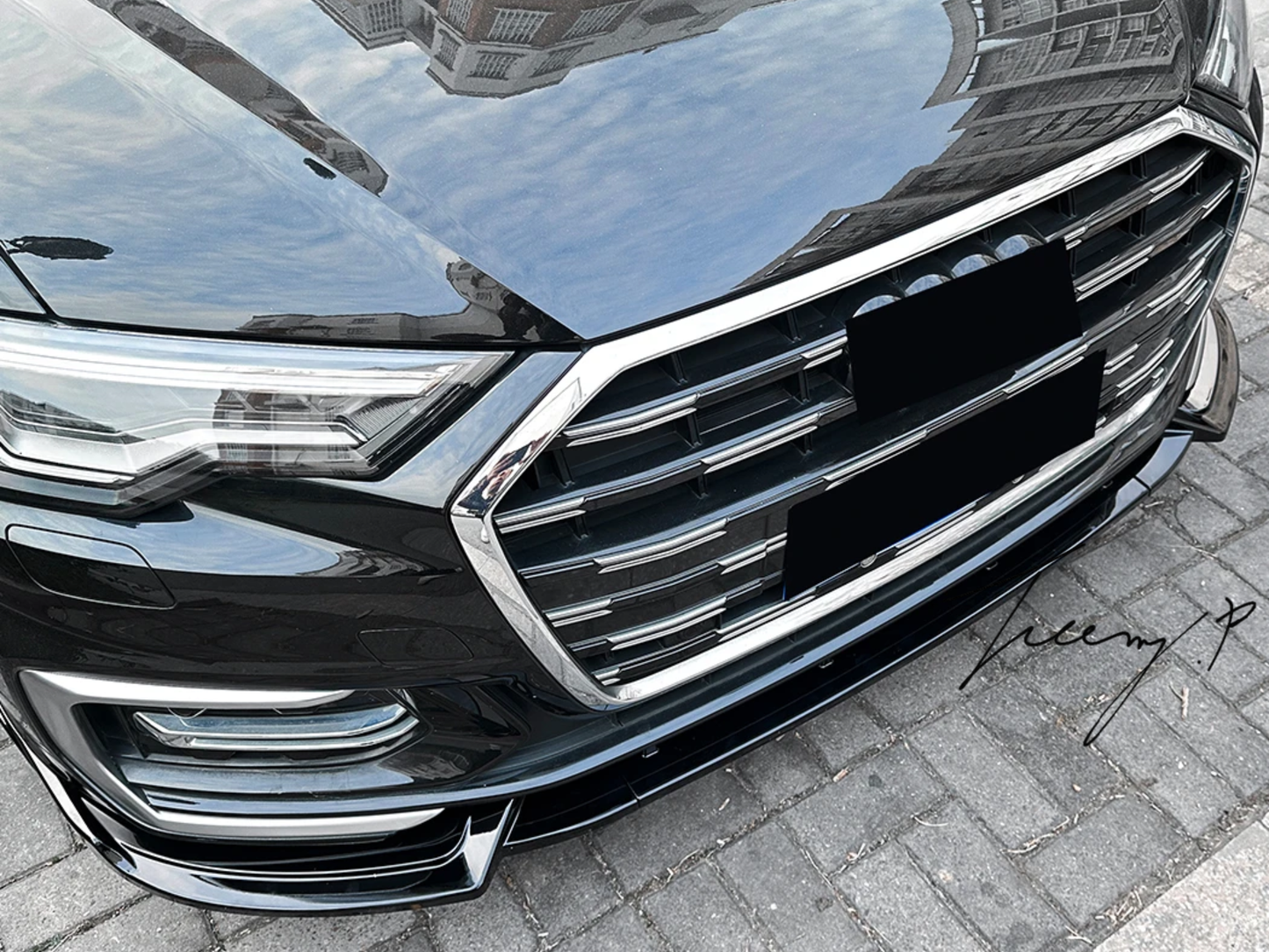 Audi A6 S6 C8 S-Line (2018–2025) Gloss Black Front Lip Splitter Spoiler Body Kit