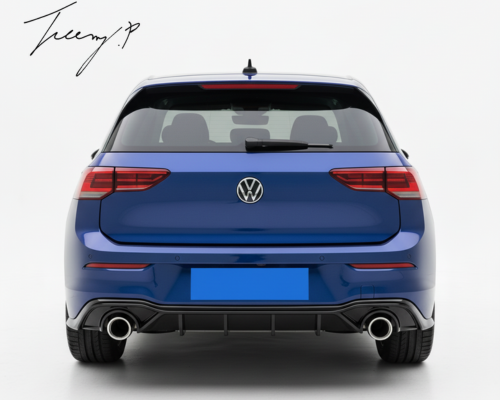 VW GOLF MK8 2020+ REAR DIFFUSER BIG FIN GLOSS BLACK
