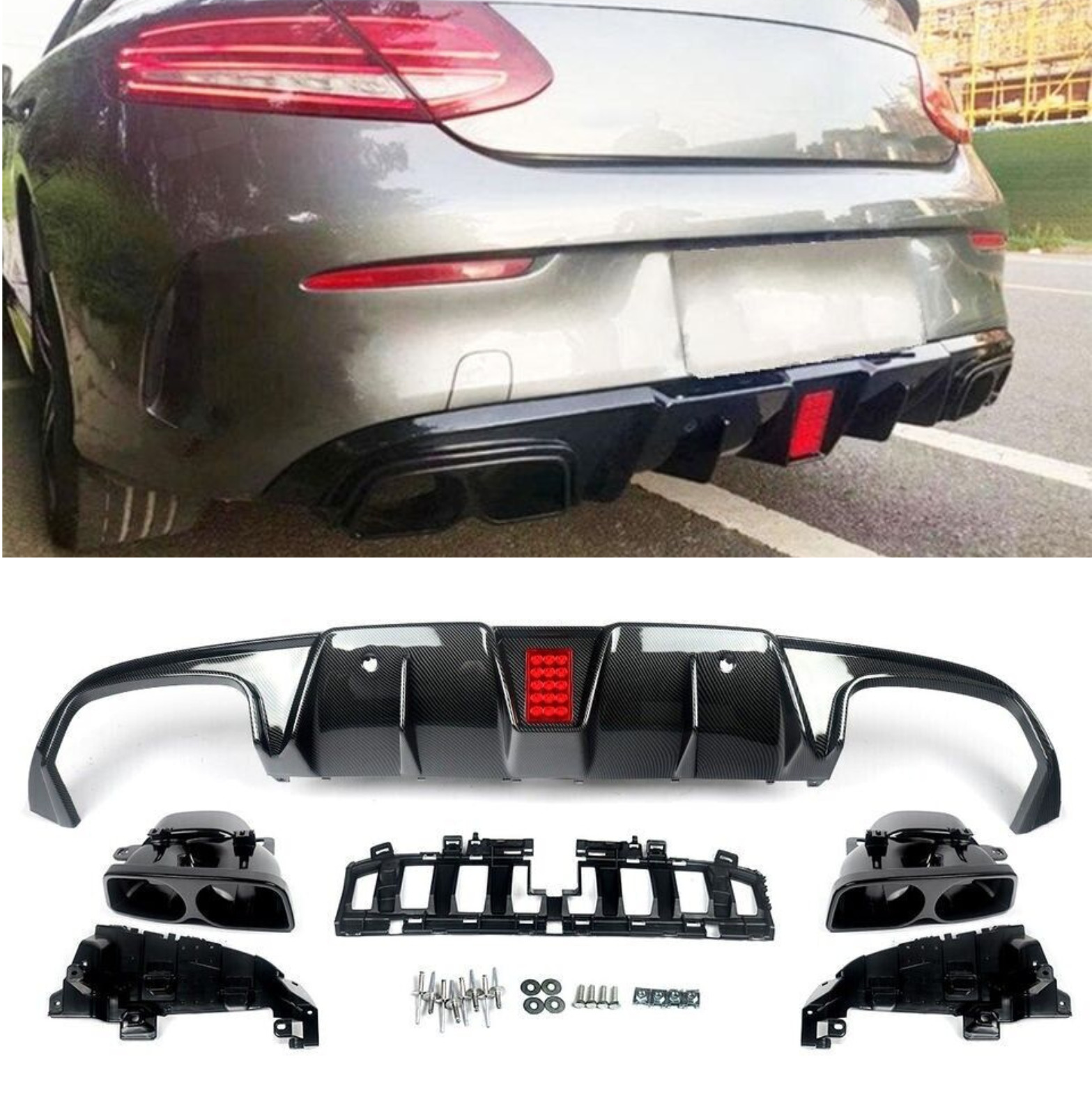 REAR DIFFUSER AMG C63 F1 LIGTH STYLE FOR MERCEDES C CLASS A205 C205 COUPE