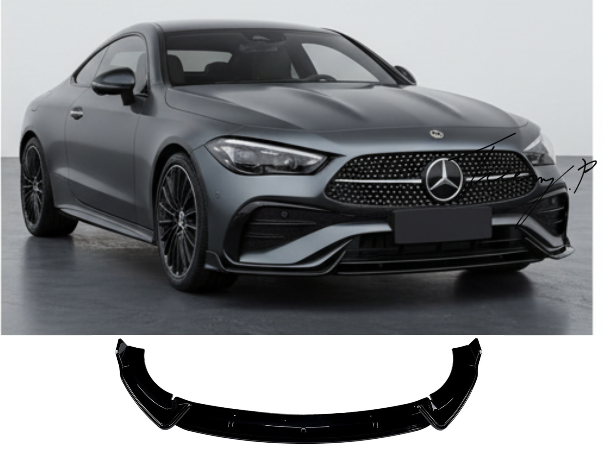 Mercedes CLE C236 (2024-2025) Gloss Black 3-Piece Front Bumper Spoiler Lip Splitter