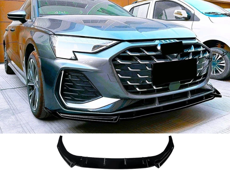 AUDI A3 S3 S LINE 8Y FACELIFT 2024 - 2025 GLOSS BLACK FRONT SPLITTER SPOILER KIT BODYKIT