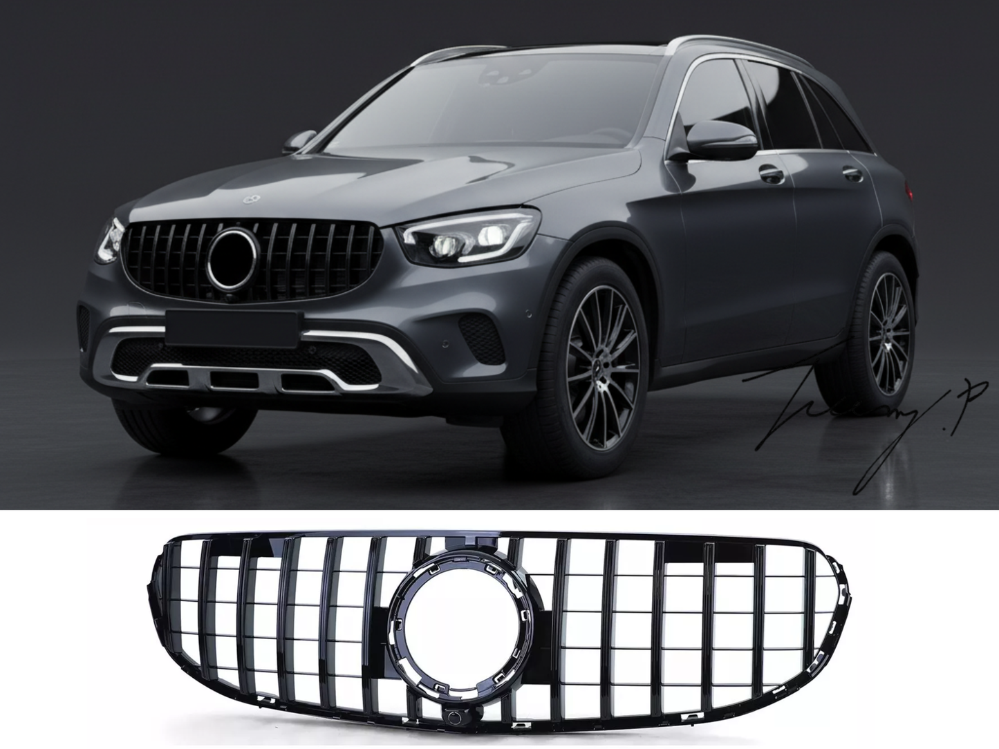 Mercedes-Benz GLC Class W253 (2019-2022) Gloss Black Panamericana GT GTR Grille Grill