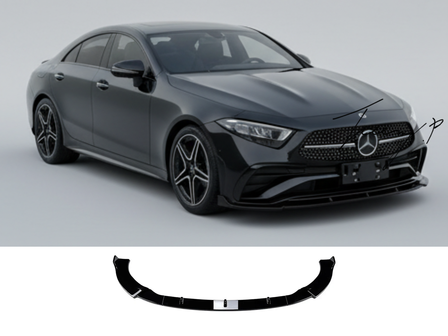 Mercedes CLS Class C257 Facelift (2020+) Gloss Black Front Splitter Lip Spoiler