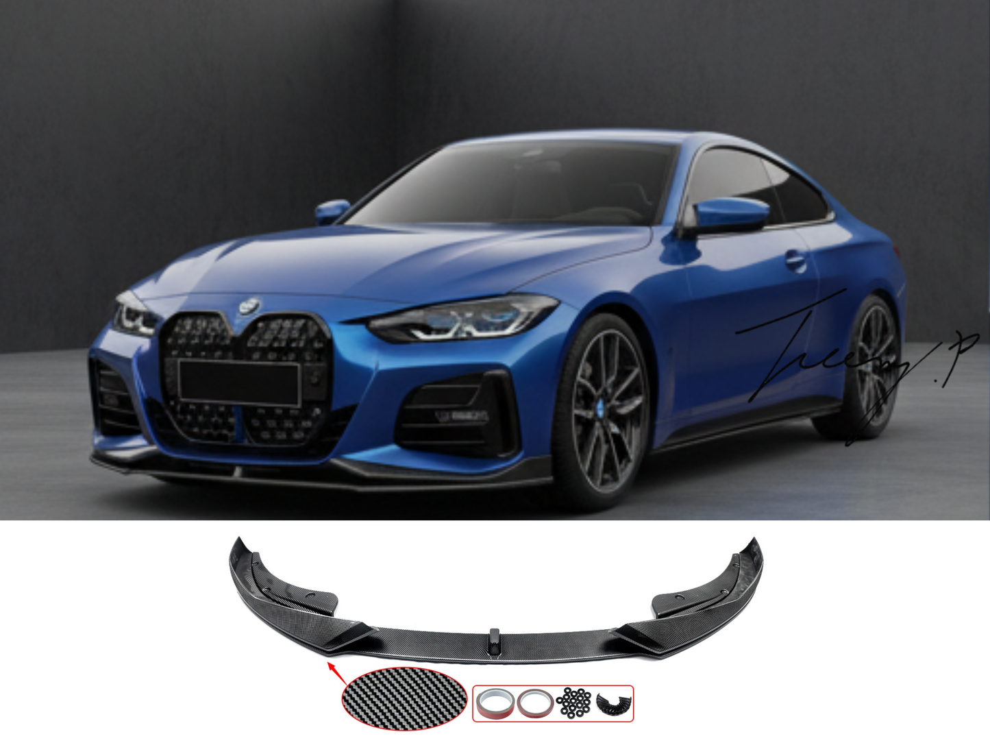 BMW 4 Series G22 G23 M Sport (2020–2023) Carbon Look Front Splitter Lip Spoiler