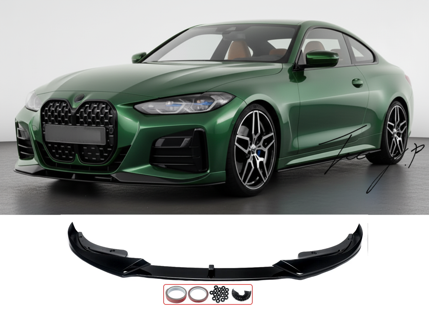 BMW 4 Series G22 G23 M Sport (2020–2023) Gloss Black AC Style Front Lip Splitter