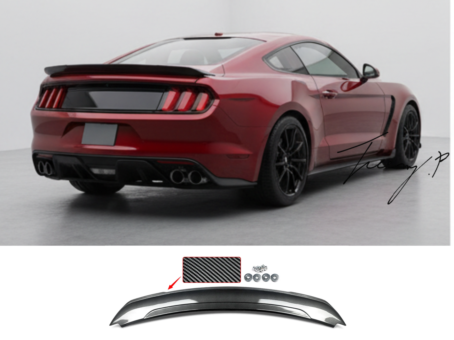 Ford Mustang (2015–2022) GT Style Carbon Look Rear Boot Spoiler Wing Lip 