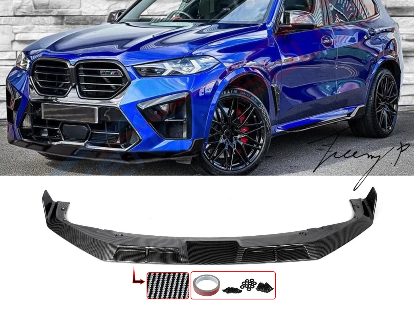 BMW X5M F95 & X6M F96 (2023+) Carbon Look ABS Front Bumper Splitter Spoiler Lip