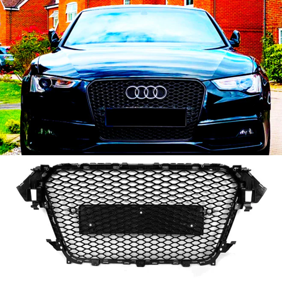 Audi A4 B8 RS Style Front Grille Grill Honeycomb Design (2013-2015) Gloss Black