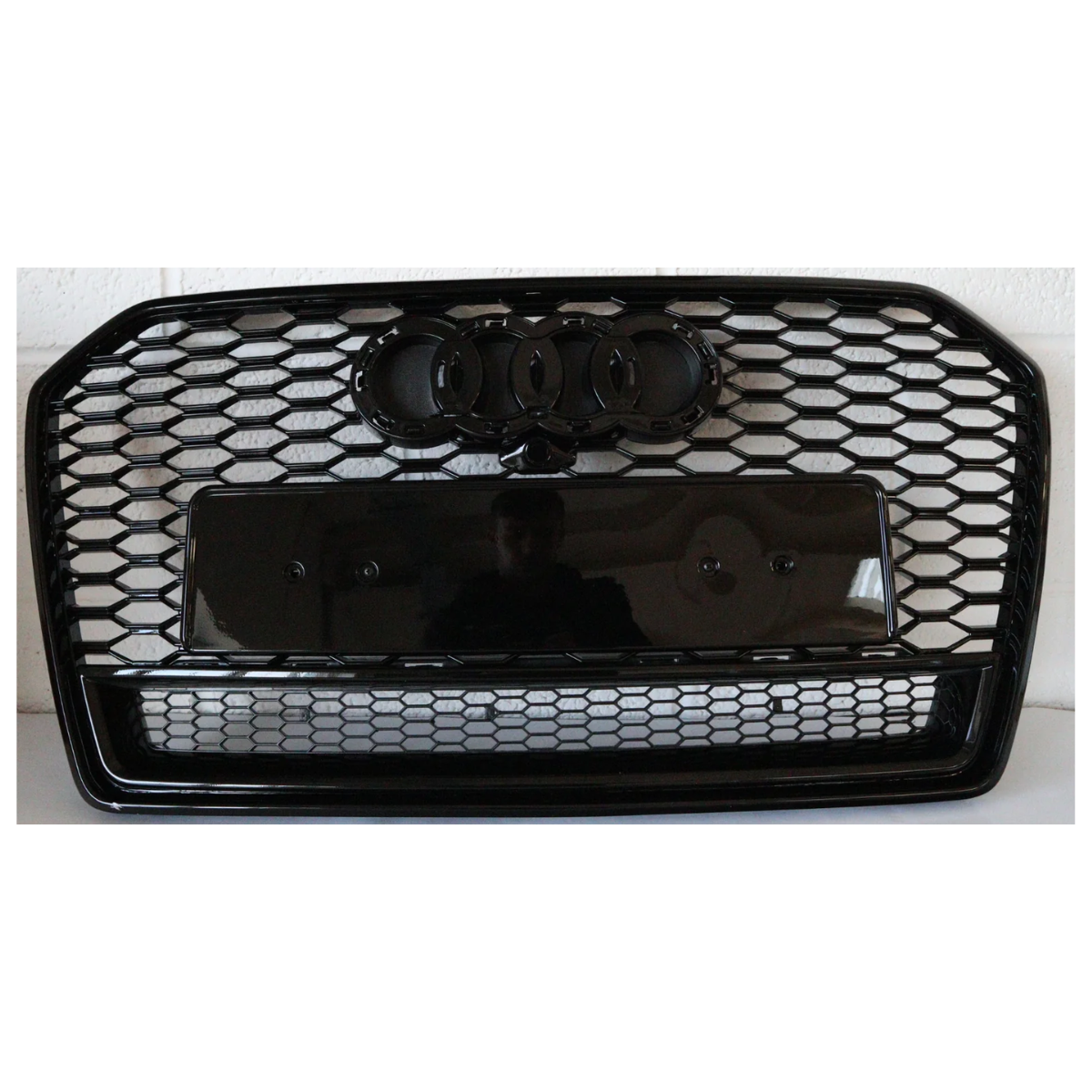 Audi A6 C7 RS6 Style Front Grille - Gloss Black Honeycomb Mesh (2011-2014)