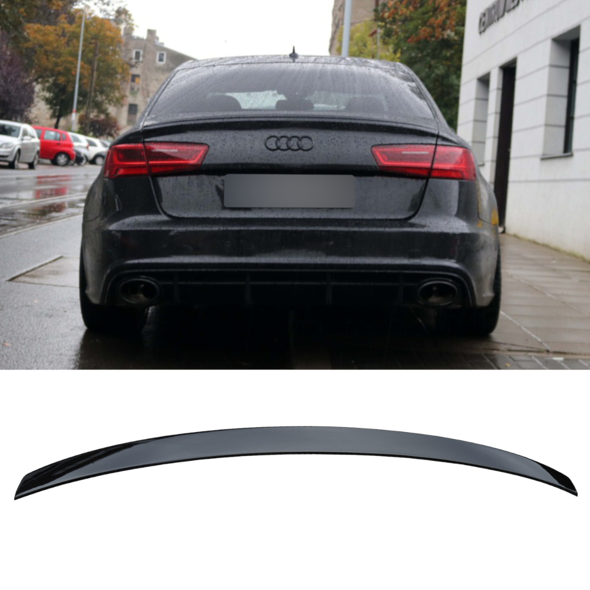 Audi A6 C7 S6-Style Rear Boot Spoiler Wing Glossy Black (2011-2014)