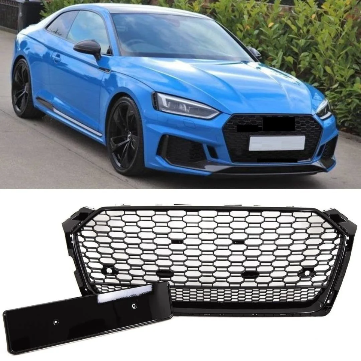 Audi S5 F5 (2017-2019) Honeycomb Mesh Grille - Black Front Grill - A5/S5/RS5 Style