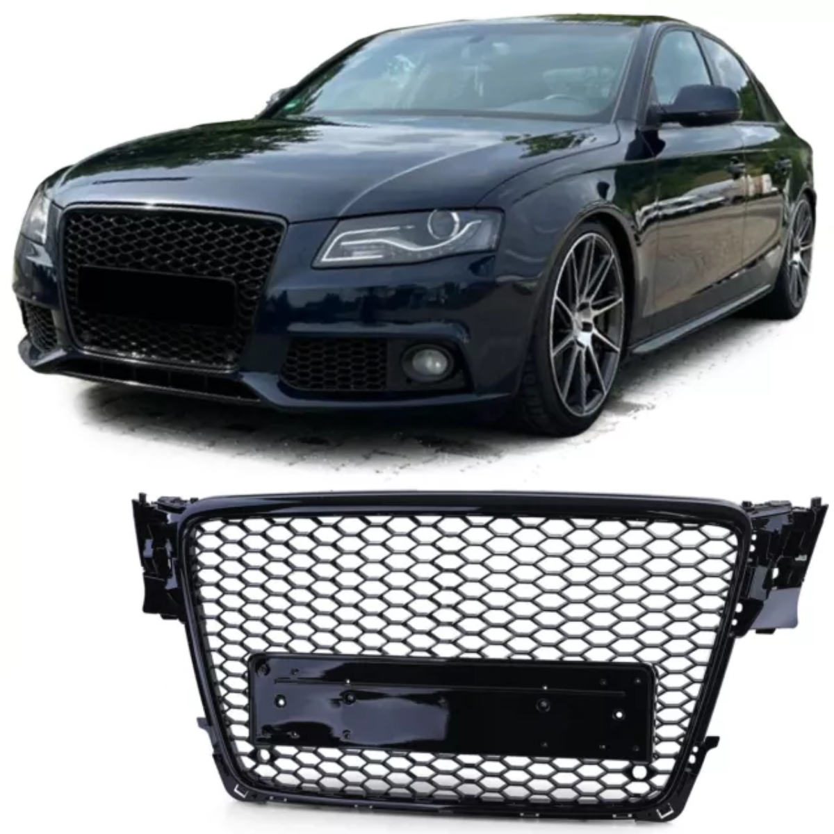 Audi S4 B8 (2012-2016) Gloss Black Honeycomb Debaged Front Grill Grille