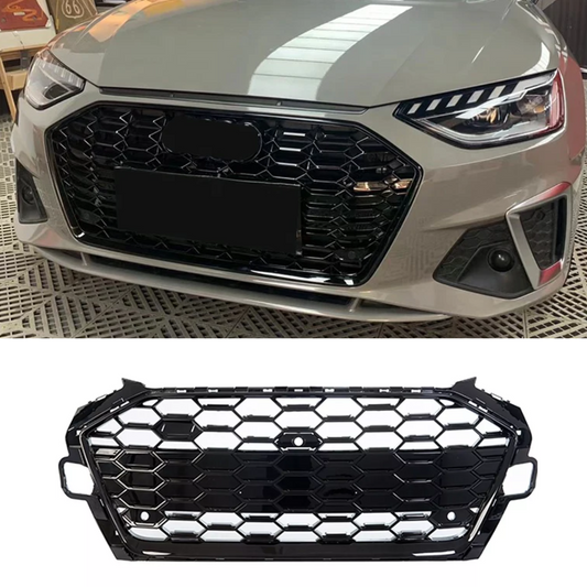 Audi S4 B9 Facelift (2019+) RS Style Honeycomb Radiator Grille Grill Gloss Black