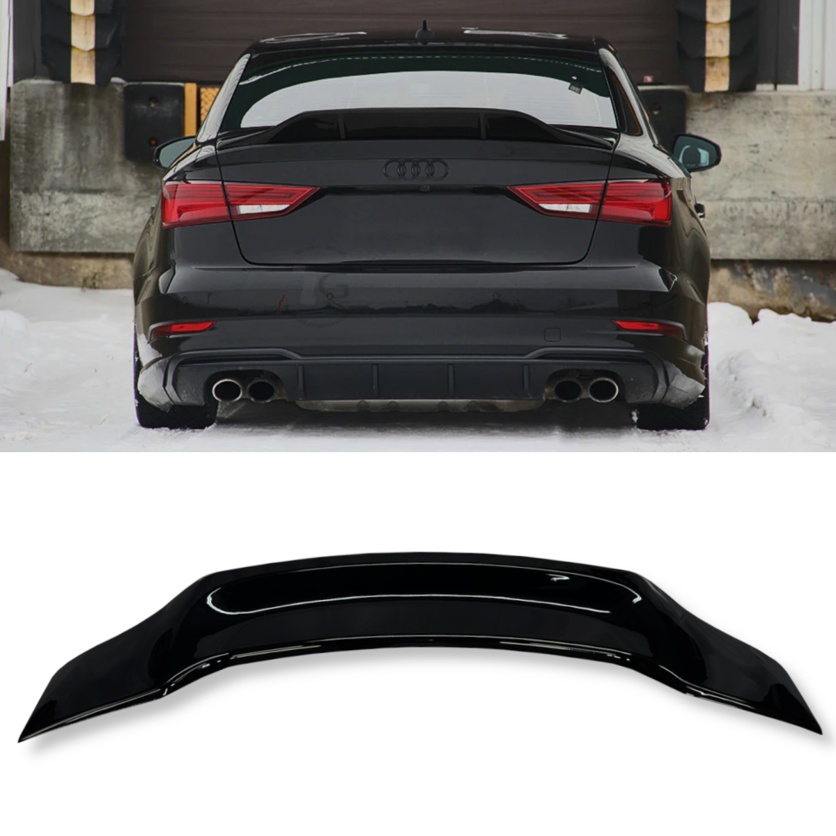 Audi RS3 8Y Saloon (2020+) Rear High Kick Ducktail Boot Spoiler Gloss Black