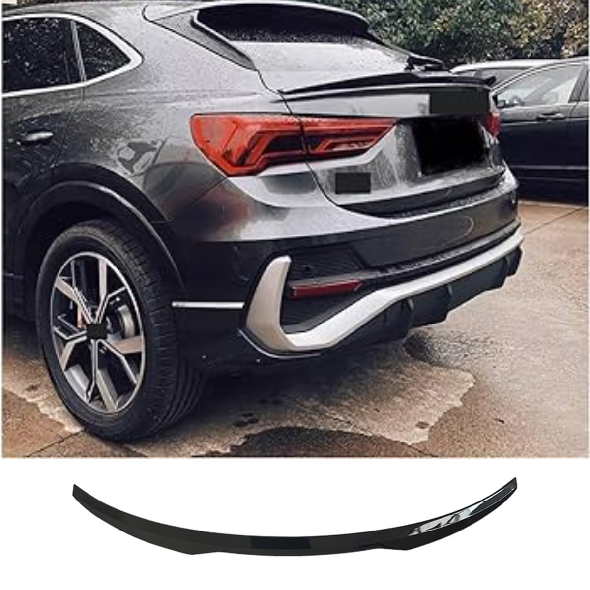 Audi Q3 F3 (2019-2022) SUV 4x4 Rear Mid Lip Spoiler Gloss Black ABS