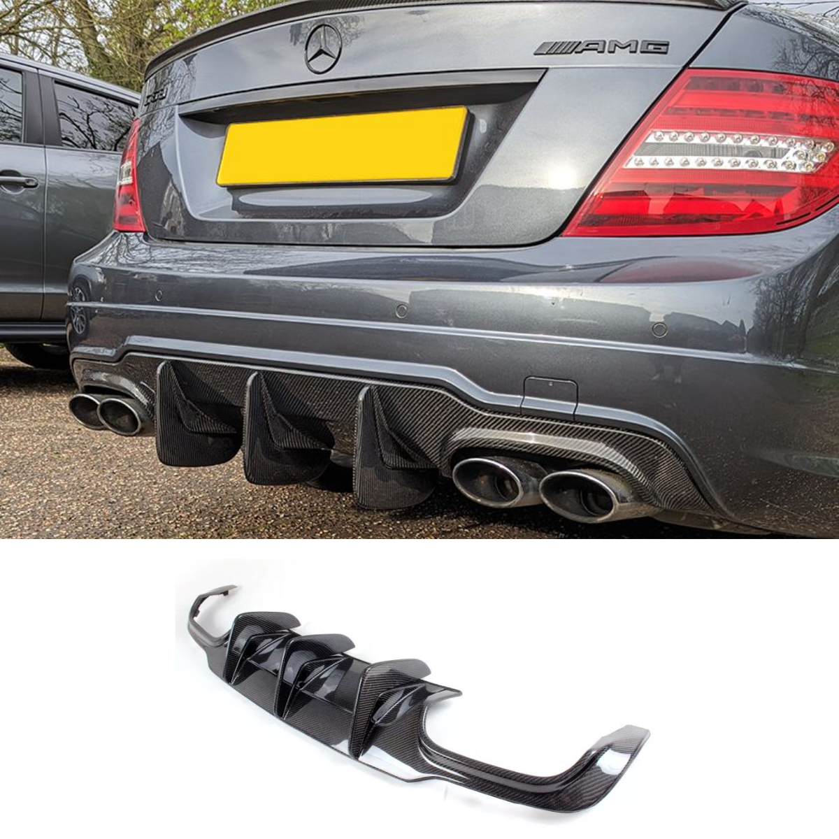 Mercedes Benz C63 AMG W204 Facelift (2011+) Big Fin DTM Diffuser - Carbon Fiber