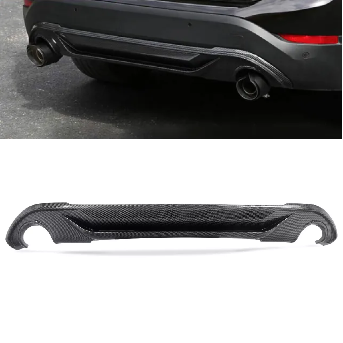 Gloss Carbon Effect Rear Bumper Diffuser Lip for BMW X1 F48 F49 M Performance (2015-2021)