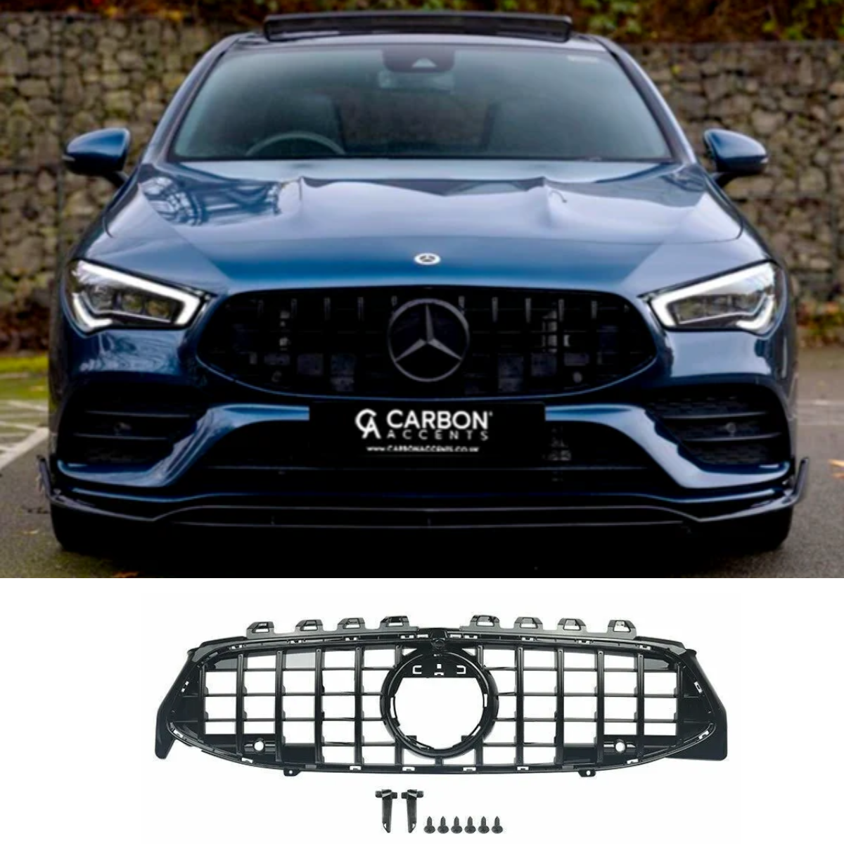 Gloss Black Front GT Panamericana Grille for Mercedes CLA Class C118 (2019-2024)