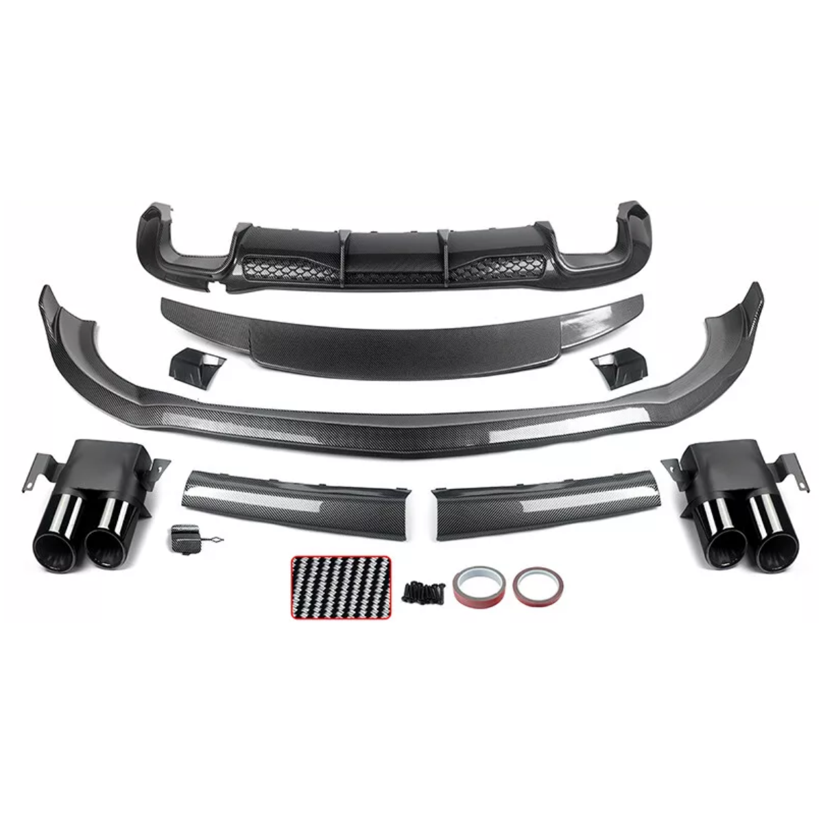 AMG Style Carbon Look Front Splitter & Rear Diffuser Kit for Mercedes S-Class W223