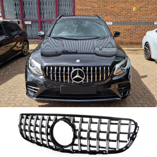 Chrome Panamericana GT Style Grille for Mercedes Benz GLC SUV X253 C253 (2016-2020)