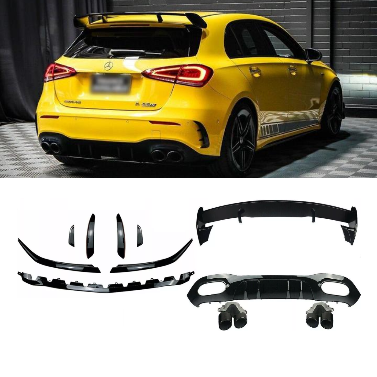 Mercedes A Class W177 45 Package Aero Bodykit with Front Canard Diffuser