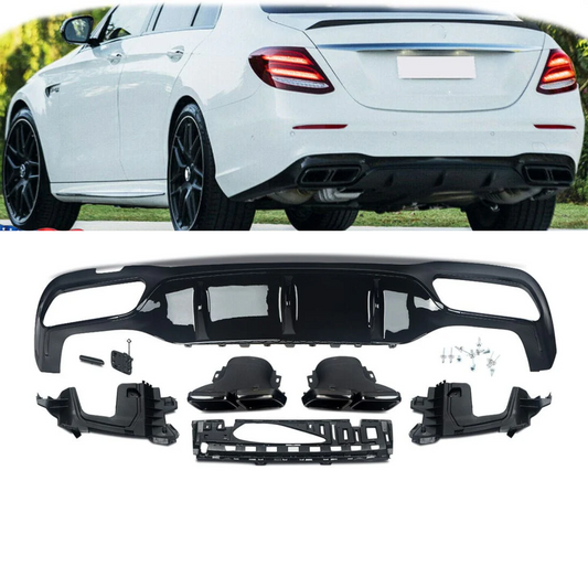 E63 Style Rear Bumper Diffuser with Tailpipes