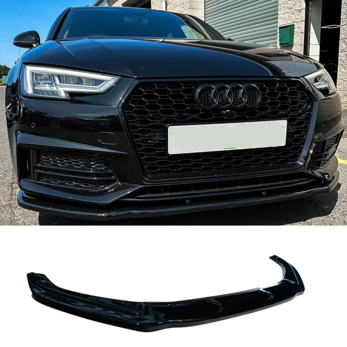 Audi A4 B9 S-Line Riser Front Splitter Lip - Gloss Black