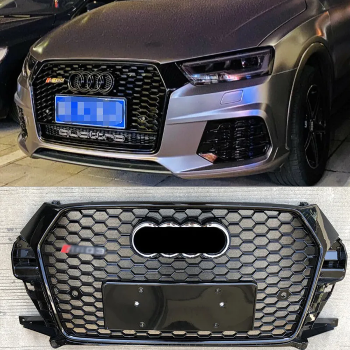 Audi Q3 8U SQ3 RS Style Black Front Grille - Honeycomb Grill for 2016-2018 Models