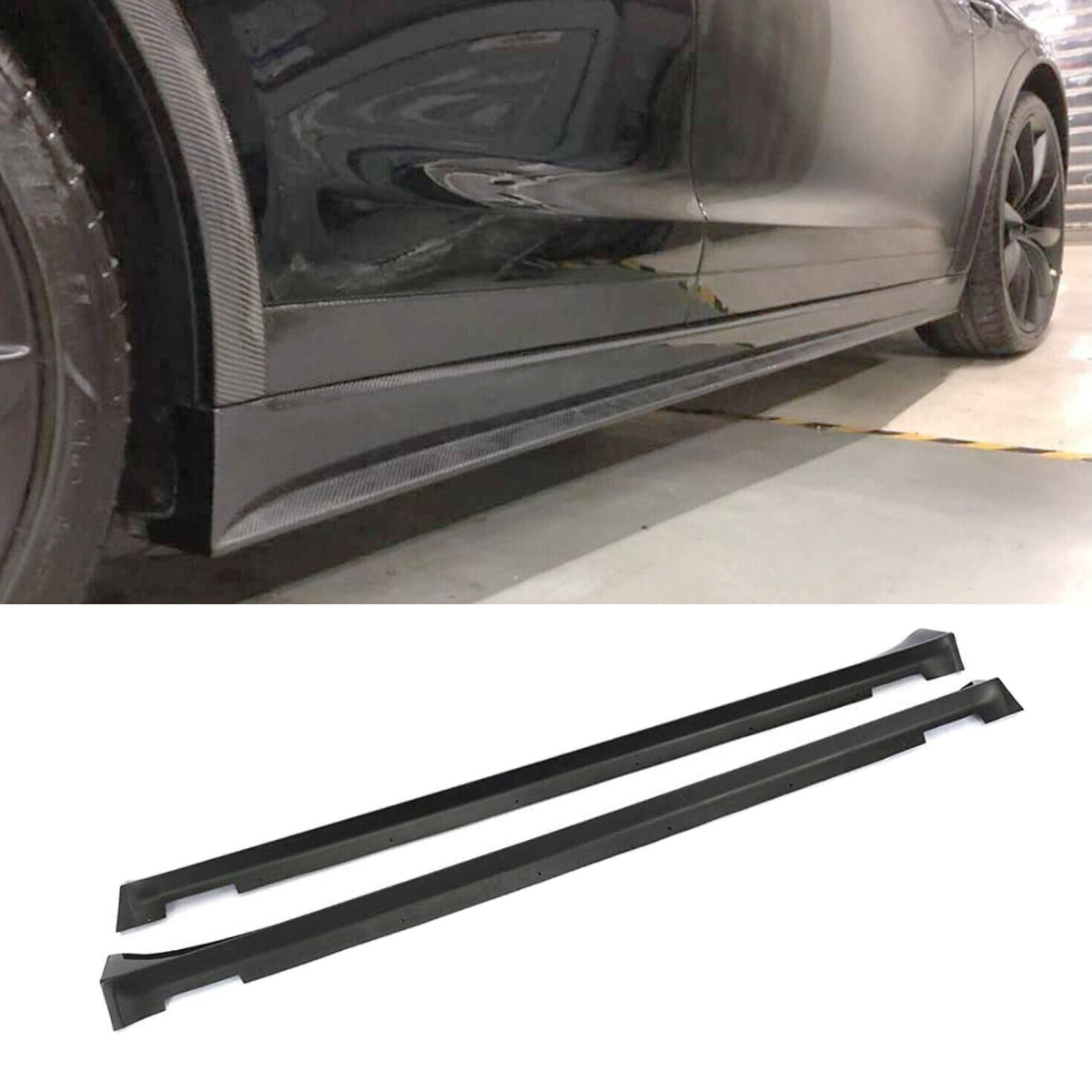 Real Carbon Fiber Side Skirt Extension Blades for Tesla Model X (2016+)