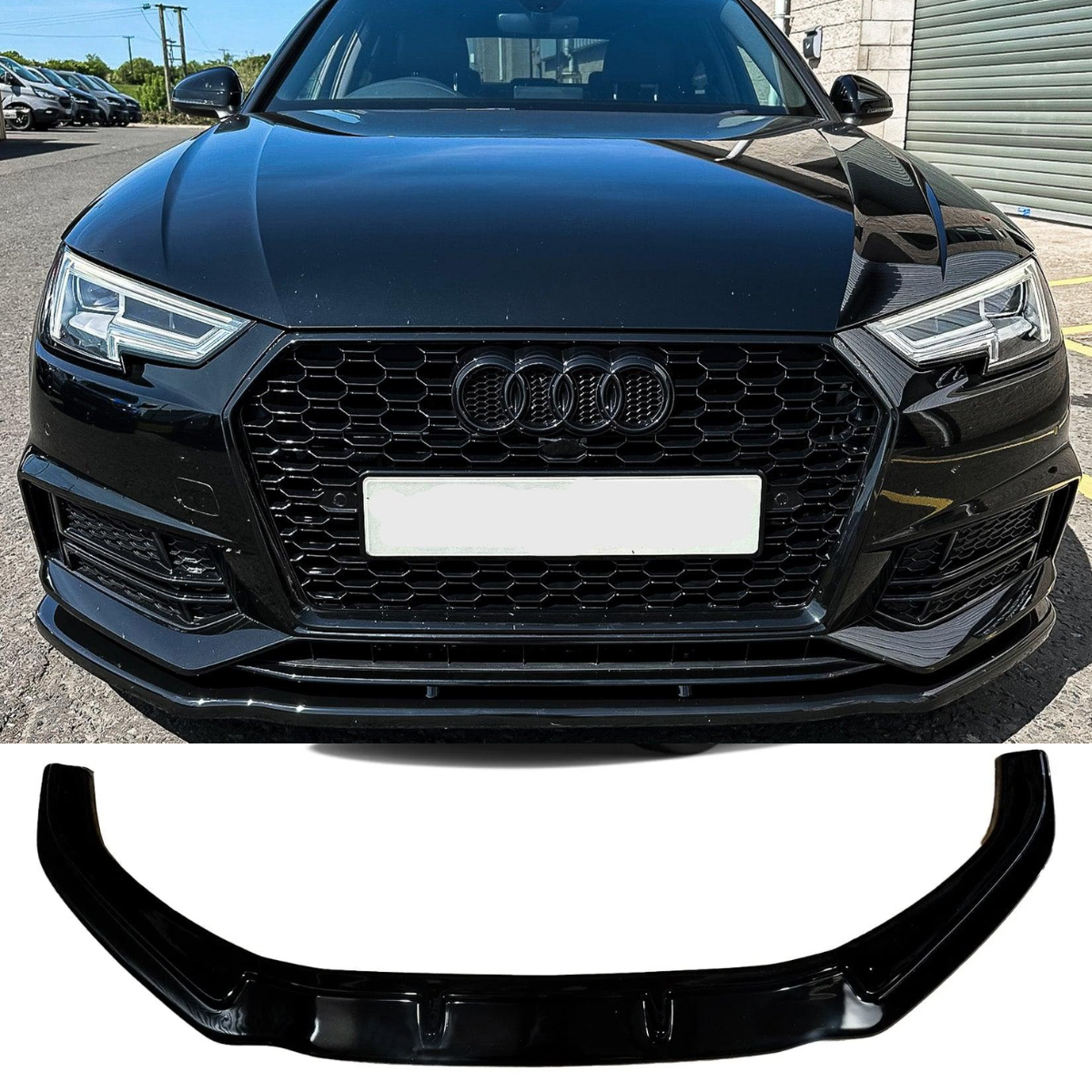 Audi RS4 B9 (2017-2019) Riser Styling Front Splitter in Gloss Black